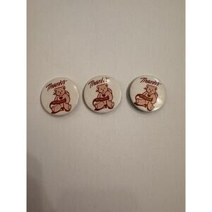 Set of 3 Vintage Thanks Volunteer Buttons 1.5" White/Pink